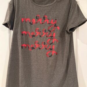 Merry Graphic Short Sleeve Tee - Gray with Red Print